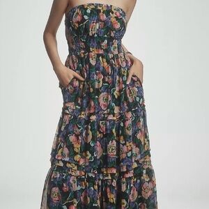 Anthropologie Multicolor Strapless Dress